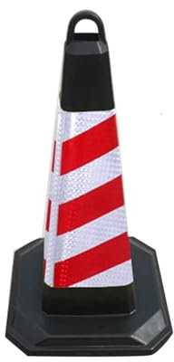 MURALLPUZZLES Durable Traffic Safety Cones, Wind Resistant Traffic Cone w/Black Base, Parking Cones with Reflective Strips & Handles
