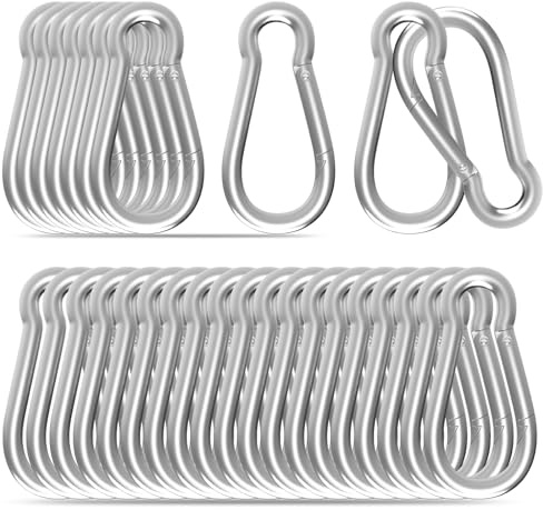 Heavy Duty Spring Snap Hook Carabiners, Galvanized Steel Quick Links, Spring Clips in Black & Silver, Multiple Sizes: 1.6Inch/2Inch/2.4Inch/3Inch/4Inch, for Swing Hammock Camping Keychain Outdoor