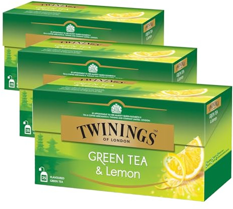Twinings Té Verde con Limón, 25 Sobres (Paquete de 3)