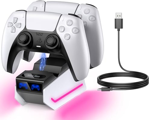Caricatore Joystick Play 5, Base Ricarica Play 5 2,5h di carica Caricatore Controller Play 5 con Indicatore LED Carica Joystick Play 5 con Cavo USB-C
