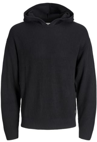 JACK & JONES Jjpannel stickad huvtröja för män, svart, M