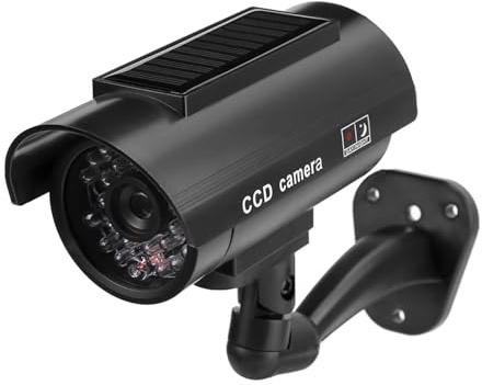 Fausse Caméra de sécurité, Factice étanche à énergie Solaire avec Lumière LED Clignotante, pour la Surveillance à Domicile