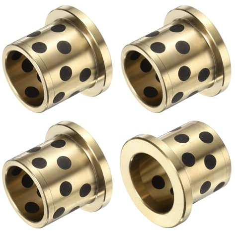 sourcing map 4 cuscinetti a manicotto flangiato, foro da 16 mm x diametro esterno 20 mm x altezza 20 mm, boccole a flangia avvolte senza olio, in grafite, lubrificazione senza olio, boccola in ottone