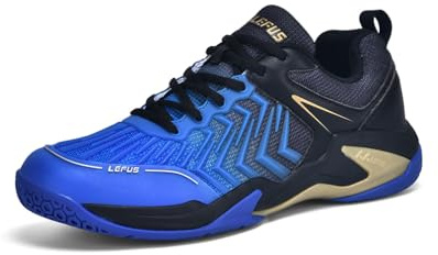 Xuanke Tennisschuhe Halle Herren Atmungsaktiv rutschfest Sportschuhe Damen Badminton Schuhe sandplatz Trainerschuhe (Blau Schwarz, Erwachsene, 41, Numerisch, EU Schuhgrößensystem, Breit)