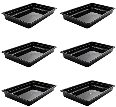 AcMax 6 Stück GN 1/1 Gastronormbehälter GN-Behälter 8,5 Liter Tiefe 65mm Kunststoff schwarz