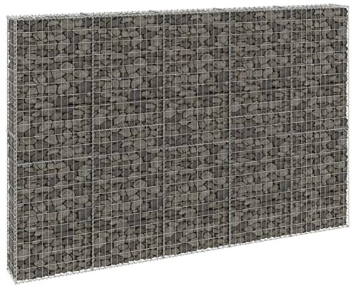 Hoodmeel Gabbioni Metallici, Gabbione per Sassi, Gabbioni Metallici per Pietre, Gabbione in Pietra, con Coperto 300x30x200cm in Acciaio Zincato