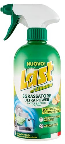 Last al limone - Sgrassatore Ultra Power, Azione Rapida, Contro il Grasso Ostinato, Piatti e Superfici Cucina, Profumo al Limone di Sicilia - 435 ml