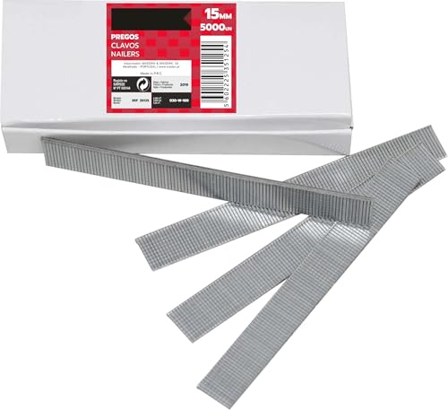 Lot de 5000 clous pour cloueuse pneumatique de 15 mm, idéal pour les travaux de menuiserie et de construction. *