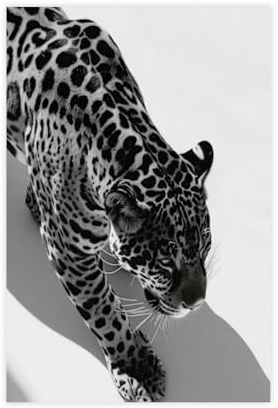 WLQZFRWV Schwarz-weißer Leopard, Geparden-Poster, Leinwand-Poster, Schlafzimmer-Dekor, Landschaft, Büro, Raumdekoration, Geschenk, 30 x 45 cm