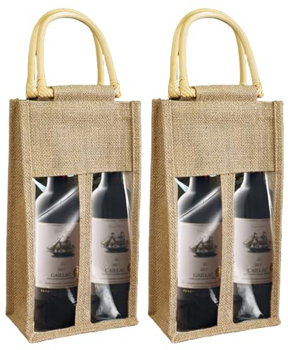 Vin säckväv, 2 stycken jutepåsar för vinflaskor, burlap vinpåse, burlap vinpåsar för bordsdekoration, bröllop, fester, vin, champagne