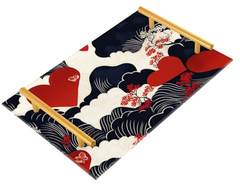 Plateau de cafétéria décoratif en forme de cœur de style japonais avec poignées pour café, bijoux, parfum pour ferme, bandeja para desayuno sorpresa