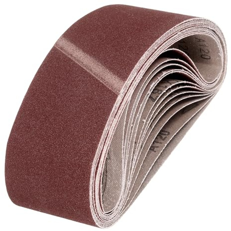 QUARKZMAN 76mm x 457mm Nastri Abrasivi, 12Pz 120 Grana Carta Vetrata per Levigatrice Ossido di Allumina Per Lavorazione Legno, Lucidatura Metalli, Affilatura Coltelli