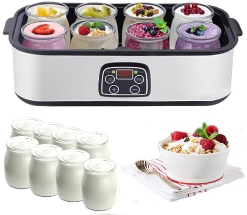 Macchina automatica per yogurt 1400 ml, macchina elettrica multifunzione con controllo della temperatura e del tempo regolabili, include barattolo per yogurt con 8 coperchi per yogurt fresco fatto in