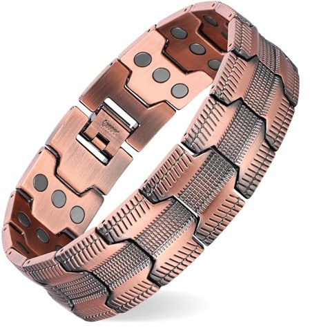 MagEnergy kupferarmband herren – Drei Ultra-Starke Magnete, Männliches Design Reines Kupfer-Magnetarmband, Einstellbare Länge mit Größenanpassungswerkzeug