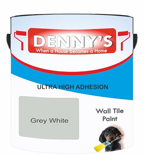 SCOOBYS PAINTS BACK IN THE MIX Ultra-Tough Tile Paint Kitchen & Bathroom Walls, High-Adhesion, Scratch & Stain Resistant, Easy Application 40 colours 500ml (Grey White)