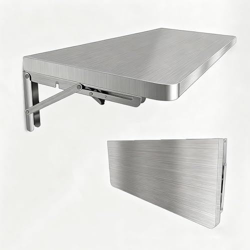 Generisch Wandtisch Klappbar, Multifunktion Küchentisch Edelstahl, Wandklapptisch Computertisch Bartisch, Faltbarer Hängender Arbeitstisch Für Kleine Räume(40x30cm/16x12in)