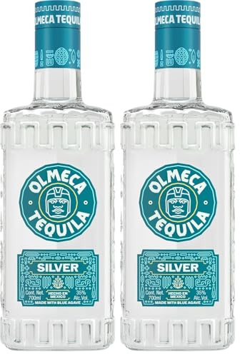 Olmeca Blanco Tequila Clasico – Klarer Tequila Silver mit süßer und belebender Agaven-Note – Mexikanische Spirituose aus dem Herzen der blauen Agave – 1 x 0,7 l (Packung mit 2)