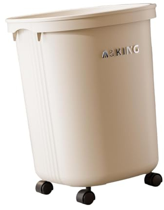 FashionCha Contenedor de Basura con Ruedas Bote de Basura Decorativo Papelera Universal Compacta Cubo de Residuos Espacioso PP Adecuado para Oficina Cocina Estud, Blanco, Individual