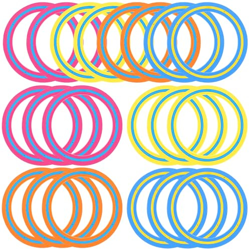 OJMHD 20 Pcs Flying Rings Bulk, 18cm Outdoor Flying Disc, Neon Throw Frisbee Rings for Adults Family Sports Game Beach Summer Fun Garden Backyard Golf Gift, 4 Color