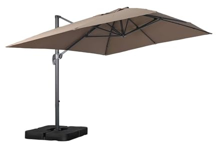 sweeek - Parasol déporté rectangulaire 3x4m + dalles à lester 50x50cm taupe - Wimereux + Fixeo