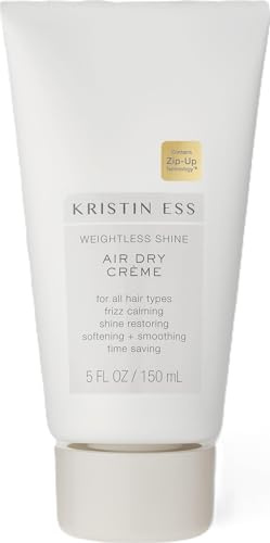 Kristin Ess Hair Weightless Shine Air Dry Cream for Curl Definition, Smoothing + Blowout Prep - Frizz Control - Light Hold - Women's Styling Product for Frizzy, Wavy + Curly Hair - Vegan
