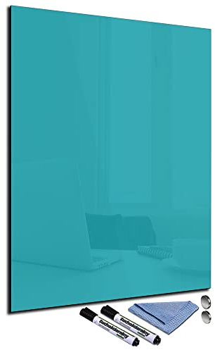 Glas-Magnettafel Türkis 60x80 Pinnwand Wand mit Zubehör Whiteboard Küche Deko Büro Office