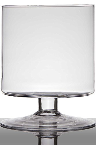 INNA-Glas Blumentopf Glas Lilian auf Standfuß, klar, 24cm, Ø 19cm | Zylinder - rund - Pokal Vase - Windlichtglas