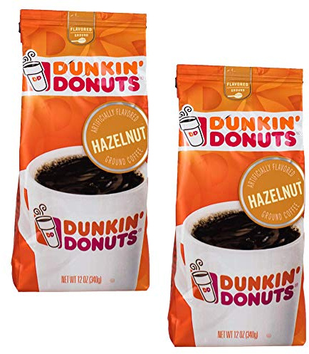 Dunkin Donuts Noisettes Café moulu - (Par sac Paquet de 2) - américain importé rôti Kaffee, 340 grammes (12 onces Hazelnut Ground Coffee)