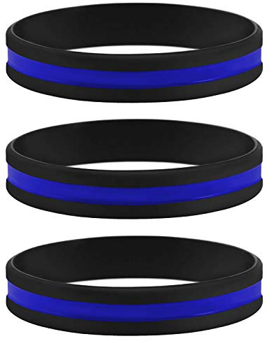 Sainstone Thin Blue Line Bracelet, 3 Pack of Silicone Rubber USA Wristband Band Set - Support Law Enforcement for Policeman's Prayer Gifts Accessories for Police Officers Cops