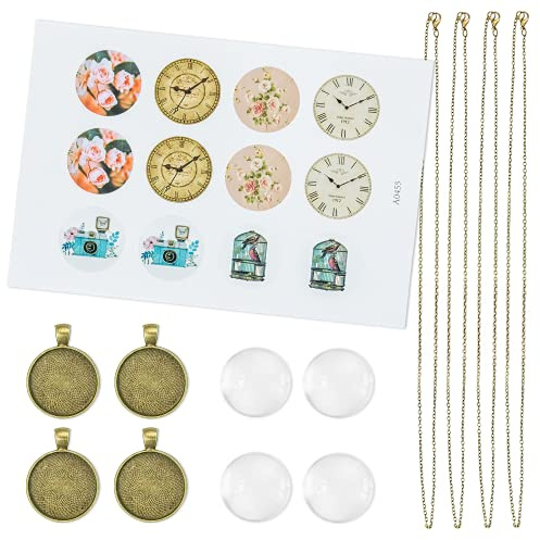 Vintageparts Cabochon-Set Lara - DIY Bastel-Set für Halskette & Halsband - Vintage Schmuck selber machen - für Anfänger & Profis - Antik Bronzefarben