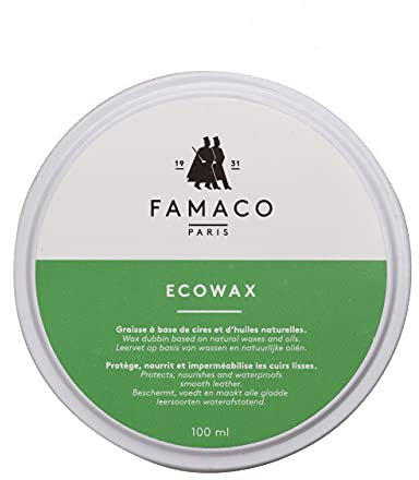 Famaco - Boitier Metal Eco Wax 100ml - Graisse à Base de Cires et d’Huile Végétale - Nourrit en Profondeur les Cuirs Lisses et Robustes.