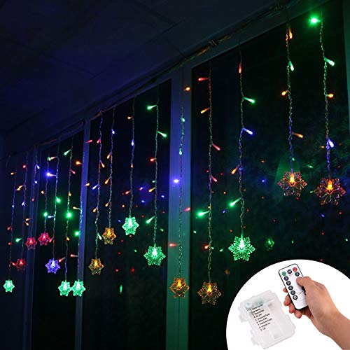 Klighten Cortina de Luces LED Decoración, 3.5 * 0.65M 96 LEDs Cortinas de Luz Impermeable, 8 Modos de Luz Perfecto Fiestas, Bodas, Casa, Jardín, Decoración Navidad, RGB