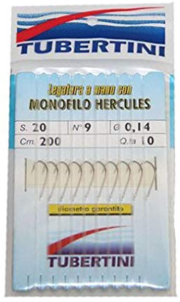 Tubertini Ami da Pesca Legati con Filo Fluorocarbon Serie 20 Storto Amo Trota Lago Mare Surfcasting