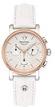 Bruno Söhnle 17-63115-247 Pesaro Chronograph Small Damen-Armbanduhr, Quarz, Edelstahlgehäuse, Saphirglas, Lederarmband, mit Faltschließe, 10 bar