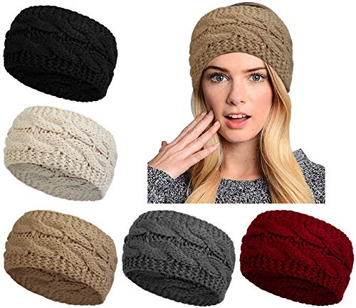 Women's Winter Knitted Headbands Knitted Headband Ear Warmer Warm Wraps Winter Ear Warmer for Girls Elastic Turban Headband