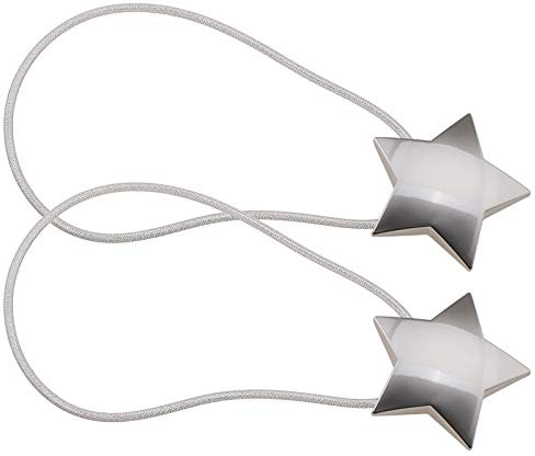 Coppia di fermatenda magnetici a forma di stella, fermatenda per tende, fermatenda argentati, per decorare casa e ufficio