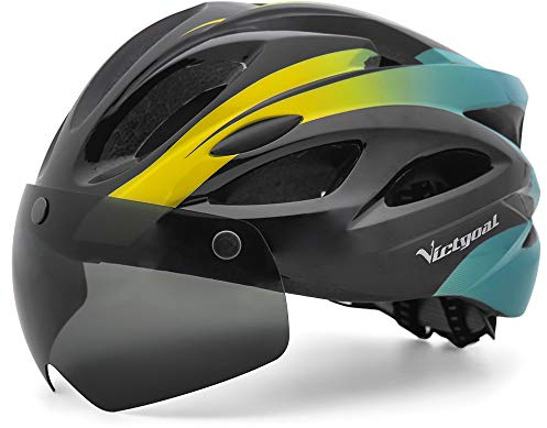 Victgoal Adults Bike Helmet for Men Women with LED Rear Light | PC Shell, EPS Foam, Cool Ventilation, Size L 22.44-24 inches Head Circumference, for Mountain Road Cycling
