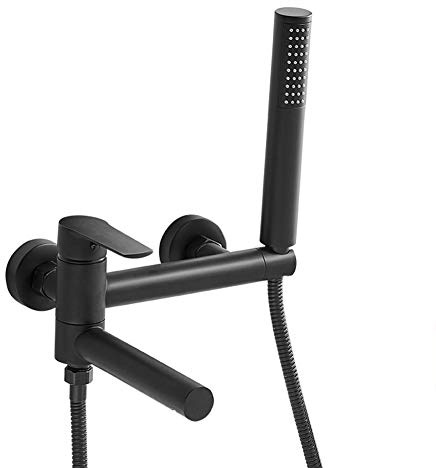 Badewannenarmatur Dusche Set Schwarz（Moderner Stil Messing Wandmontage Einhand Wannenarmatur Mit Handbrause）