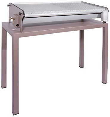 Barbacoa para exterior de acero con piedra volcánica de 80 x 40 cm, modelo 1219TV80P, funciona con gas