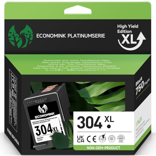 Cartuchos de Tinta 304XL, 304 XL Negro Remanufacturados para Cartuchos HP 304, para Impresoras DeskJet 3720 2600 Envy 5030 5032 DeskJet 3750 3760 2630 3735 2622 3762 3730 (1 Negro)