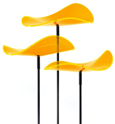 Cazador-del-sol ® - das Original | Lucy - tres | 3 Stück | geschwungener Sonnenfänger gelb | Durchmesser 20 cm | Höhe 175 cm