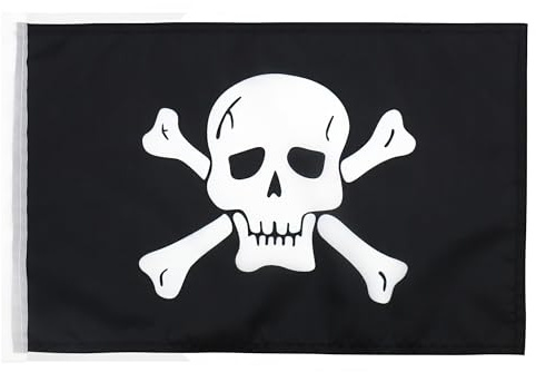 AZ FLAG - Drapeau Pirate tête de mort - 45x30 cm - Pavillon Corsaire 100% Polyester Avec Deux Cordelettes - 20g
