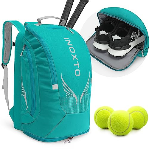 INOXTO 40L Tennistaschen für Damen und Herren, großer Tennisrucksack kann 2 Tennisschläger halten, wasserdichte und atmungsaktive Pickleball-Tasche mit unabhängiger Schuhaufbewahrung für Tennis,