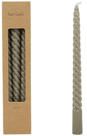 Twist gedrehte Dinner Kerzen - Taupe 25 cm - 6 Stück