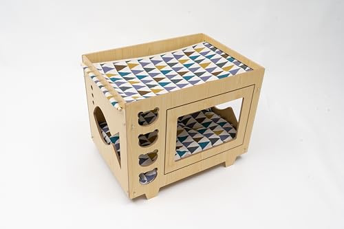 Casetta per gatti, per animali domestici, per quattro stagioni, traspirabilità e anti-pieghe, per soggiorno, camera da letto, negozi di animali, ecc. (beige, piccolo orso)