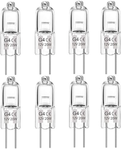BXXKXMC ampoule halogène g4 (8 pièces) 12V 20W 2800K ampoules halogènes Lumière blanche chaude Dimmable Pour remplacer les lustres en cristal, les enseignes lumineuses, les éclairages de cuisine, etc