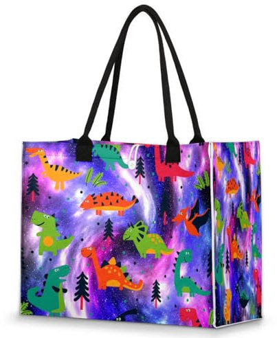 Handtasche mit Galaxie-Druck, für Damen, Mädchen, Galaxie-Stern, Dinosa, Tragetasche, große Kapazität, Schultertasche, Shopper für Schule, Reisen, Arbeit, farbig, XX-Large