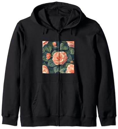Begonia Fiore Acquerello Pattern Grafica Felpa con Cappuccio