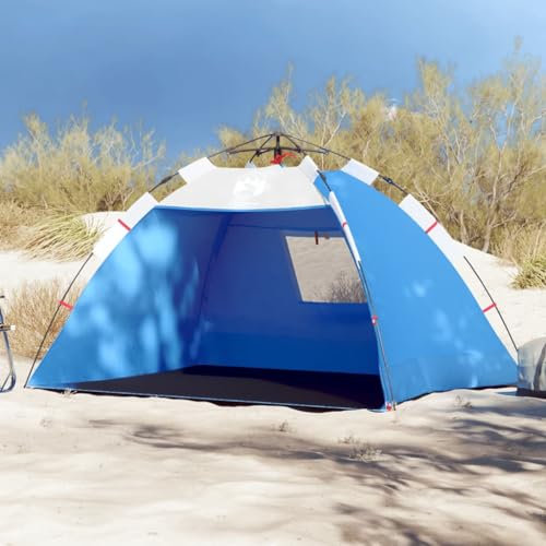 AUVYI Strandzelt 2 Personen Azurblau Quick Release Wasserdicht 190T Polyester mit PU-Beschichtung 207x148x127 cm