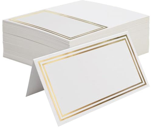 SYEYCW 80 tarjetas de nombre rectangulares doradas, para mesa, boda, fiesta de cumpleaños
